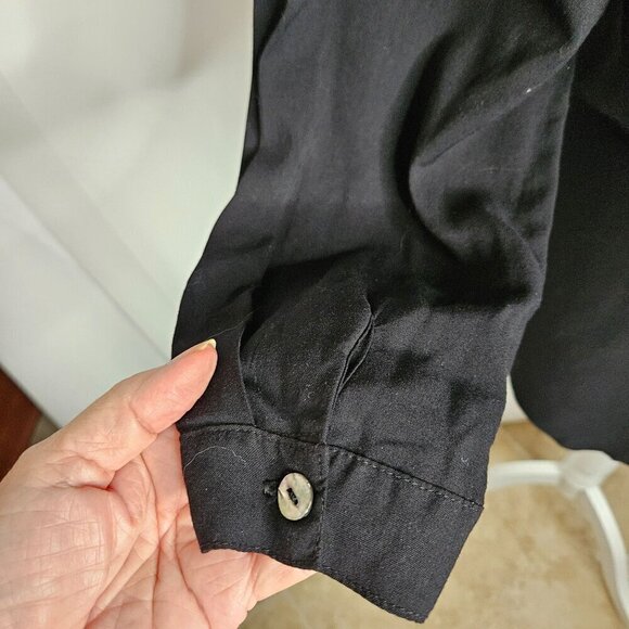 Soft Surroundings Medium  Asymmetrical Lagenlook V-Neck Black Top Long Sleeve - Picture 4 of 9